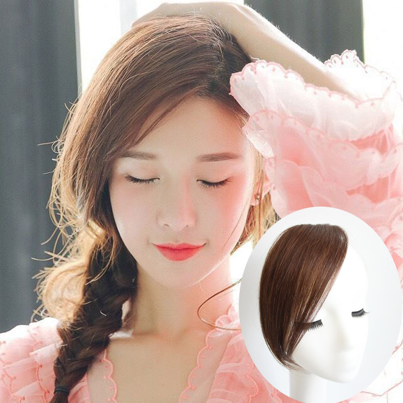 斜刘海假发片女真发自然无痕隐形网红加长两侧偏分假刘海留海发片