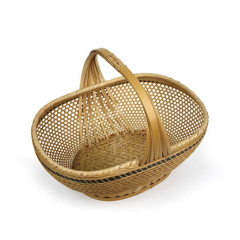 精编 篮子 精品 买菜篮 收纳篮 竹编 竹提篮 竹篮 竹筐 本色 古典
