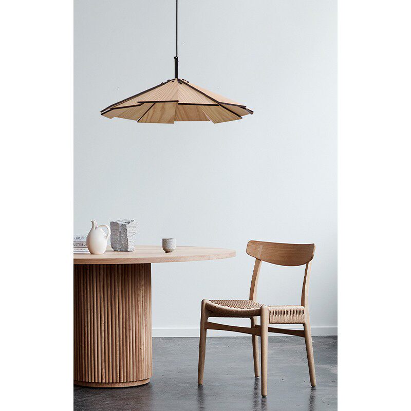 新款侘寂风原木风格餐厅日式民宿创意个性装饰复古吧台实木吊灯