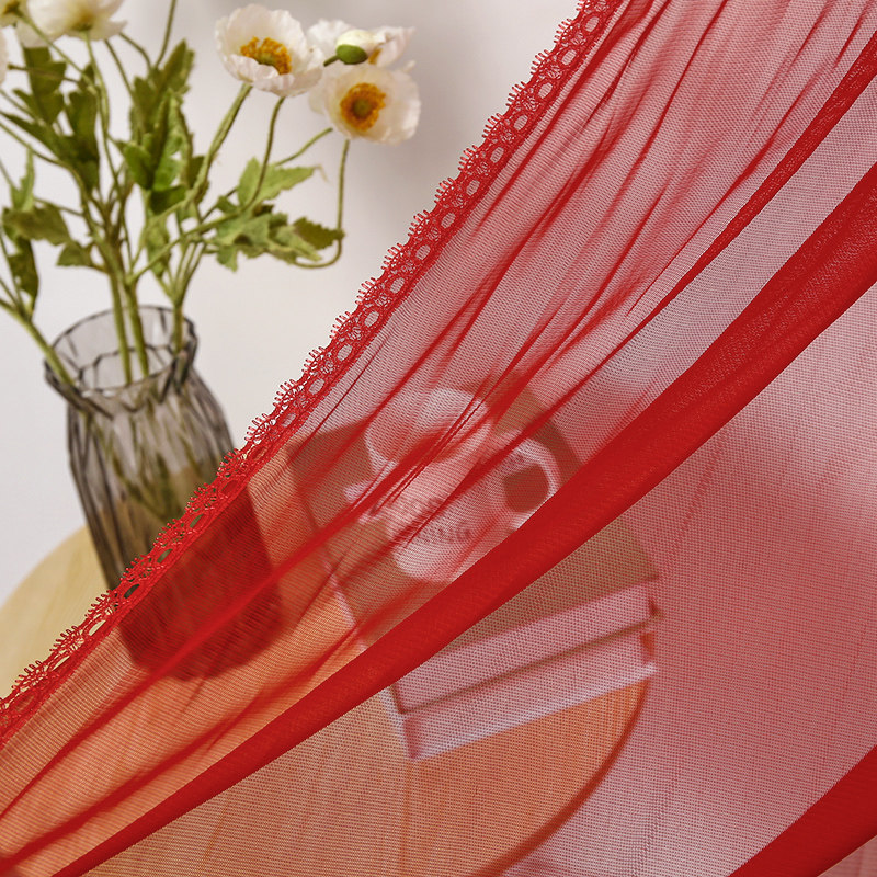 婚庆用品结婚喜字婚房喜庆大红门帘防蚊纱帘蕾丝帘隔断帘家用长款