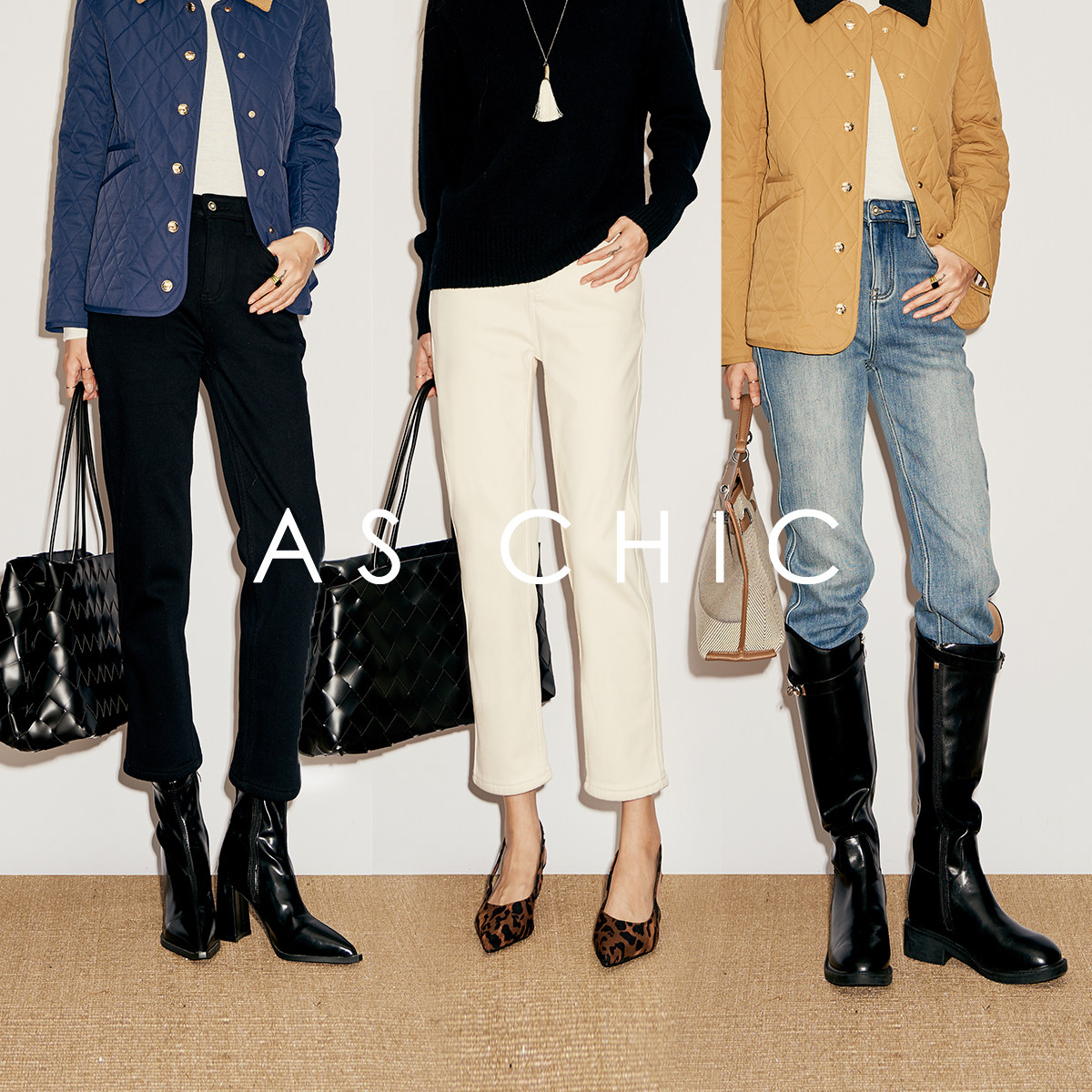 AS chicAW 法棍裤/冬季加绒显瘦直筒烟管小腿牛仔裤ASK1637