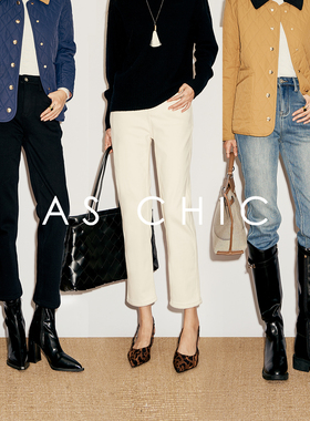 AS chicAW 法棍裤/冬季加绒显瘦直筒烟管小腿牛仔裤ASK1637