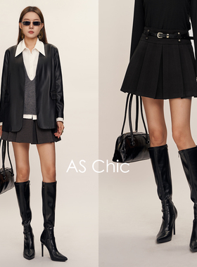 AS chicAW 秋冬单品宽腰头百褶短裙（带腰带）ASK1453