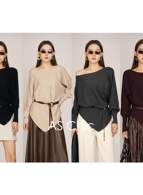 AS chicAW 「慵懒都市」设计款不规则慵懒廓形蝙蝠袖针织ASZ14371
