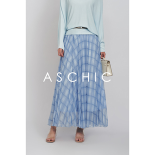 ASchicSS“随风轻晃”度假风半身裙高级感菱格大摆纱裙ASQ1542