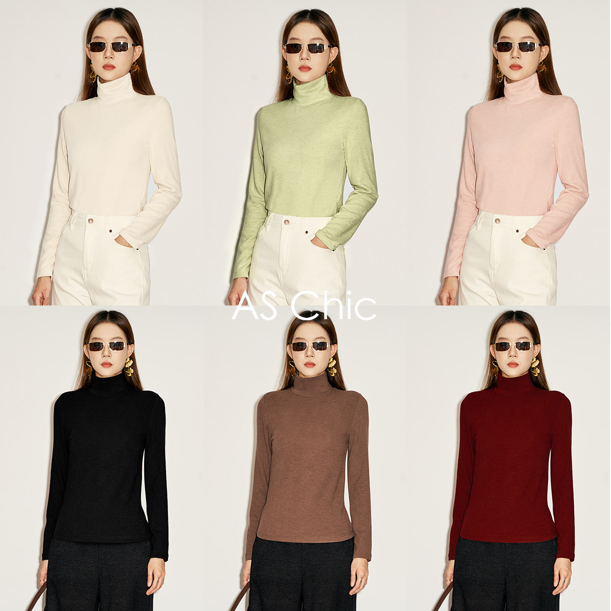 AS chicAW怕冷星人神器/羊毛蚕丝加绒加厚长袖保暖打底衫ASY1415