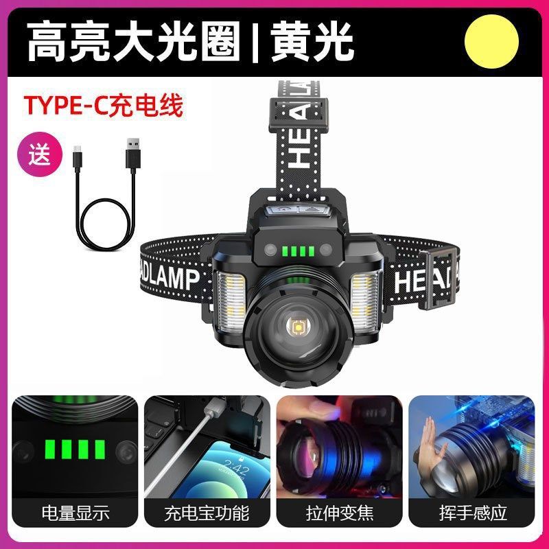 新款跨境多功能双光源头灯感应式户外钓鱼跑步灯便携长续航应急灯,居家日用,照明电筒,淘宝优惠券,粉丝福利购,淘宝优惠卷