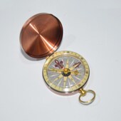 复古G50指南针 指北针金属铜质外壳 式 古铜色翻盖礼品便携式 怀表款