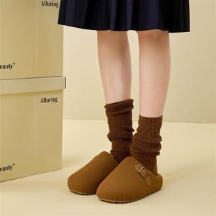 秋冬季勃肯鞋男女冬天室内居家可外穿高级感保暖加绒TPR棉拖鞋