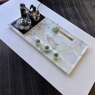 极速以里安天然蓝翡翠奢石茶盘高端石材大理石排水茶台石头简约家
