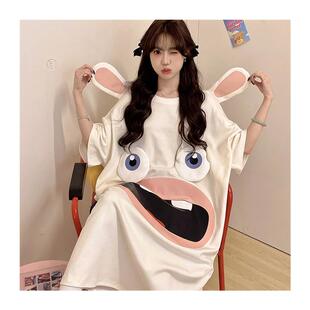 极速疯狂的兔子睡裙女夏季短袖纯棉2025新款特大码胖mm300斤长款