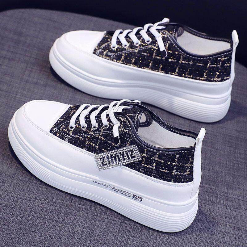 极速帆布鞋女士新款2026春季百搭板鞋厚底透气内增高防滑休闲软底