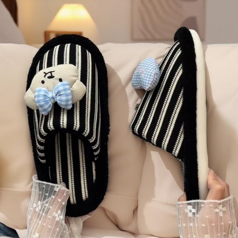 少女感拼色可爱小狗毛毛拖