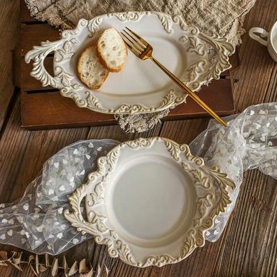 法式窑变覆古浮雕盘陶瓷义