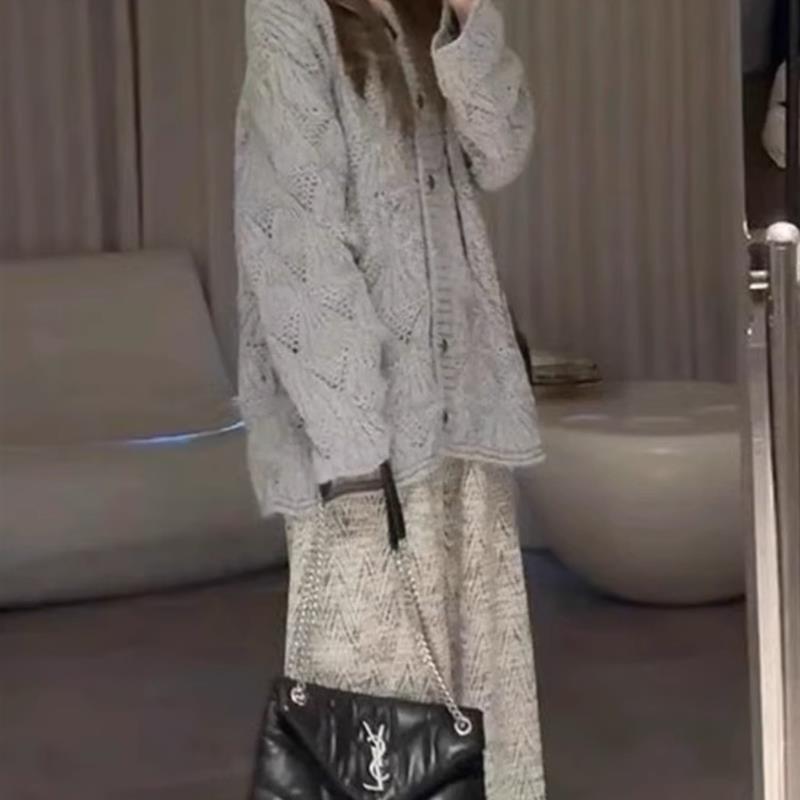 新品15初中学生13少女12岁大童针织衫毛衣阔腿长裤慵懒风休闲套装