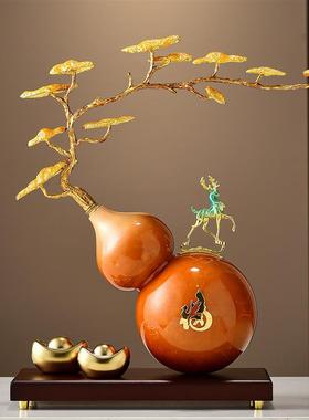 招财进宝福鹿双全摆件高档