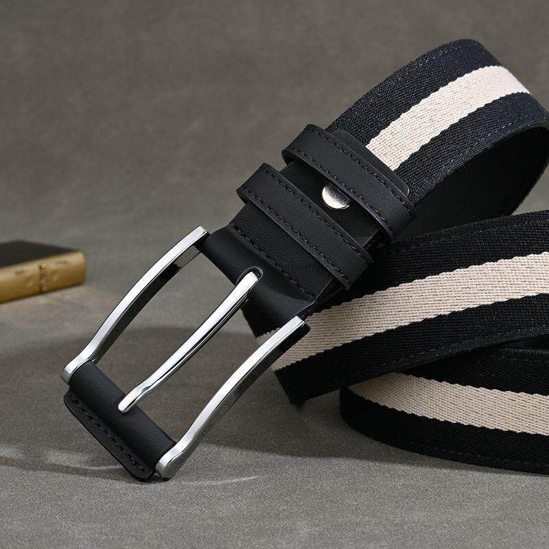 帆布腰带男青年百搭拼接牛皮年轻人休闲皮带男士潮流时尚牛仔裤带
