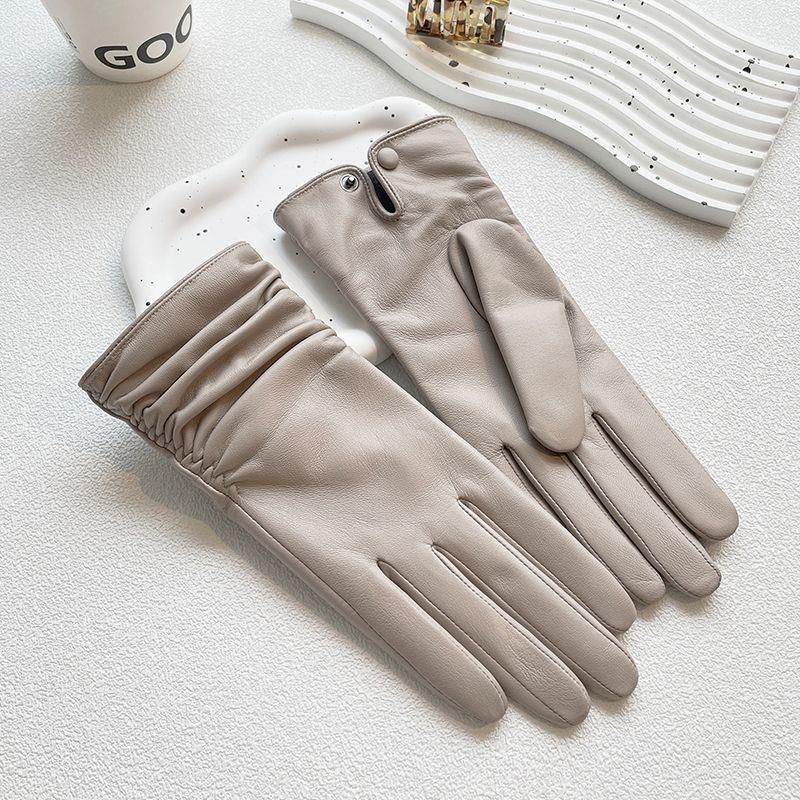 真皮手套女士触屏冬季骑行