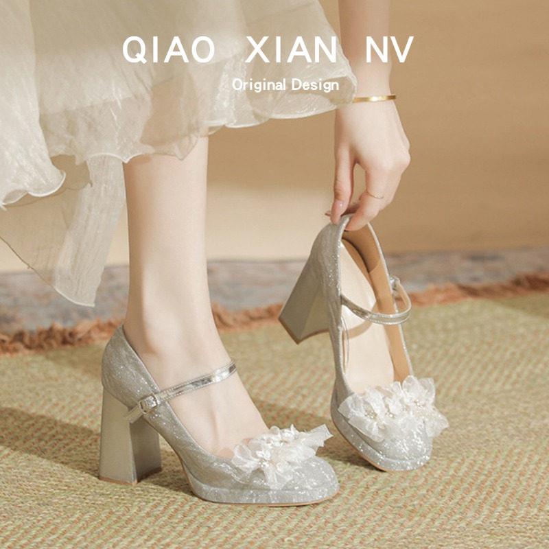 好货法式玛丽珍婚鞋2025新款主婚纱新娘鞋厚底配裙子订婚成人礼高