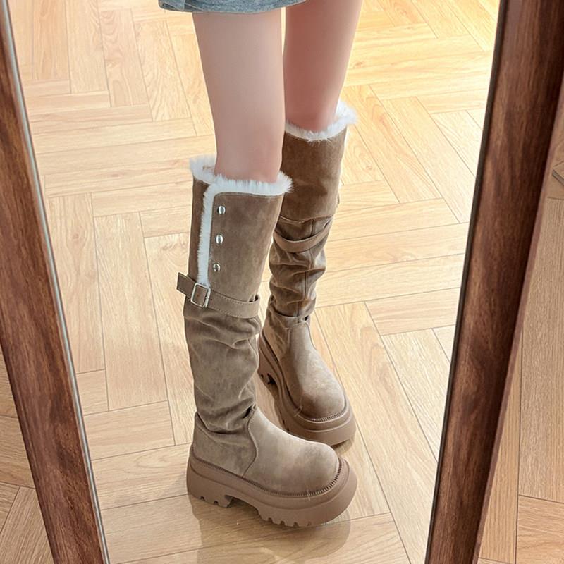 好货厚底增高加绒保暖加厚显瘦过膝长筒雪地靴女2025冬季新款东北