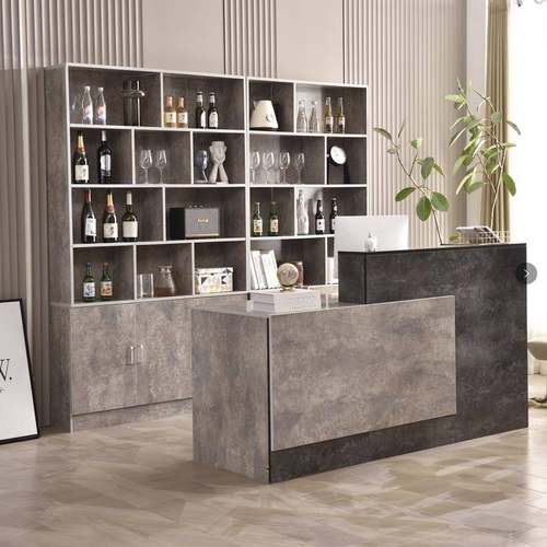 酒店前台饭店酒柜一体柜子现代简约餐厅吧台台球厅收银台定制公司