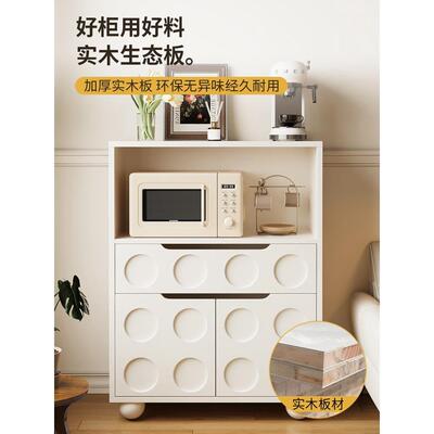 餐边柜靠墙一体水吧台微波炉置物柜家用白色储物柜餐厅实木收纳柜
