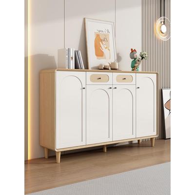 鞋柜家用门口原木色门厅柜实木现代简约大容量多层储物柜靠墙入户