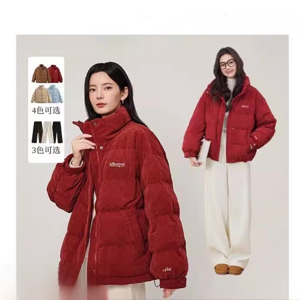 品牌剪标2026年冬季新款鸭绒灯芯绒羽绒服/双面雪尼尔长裤