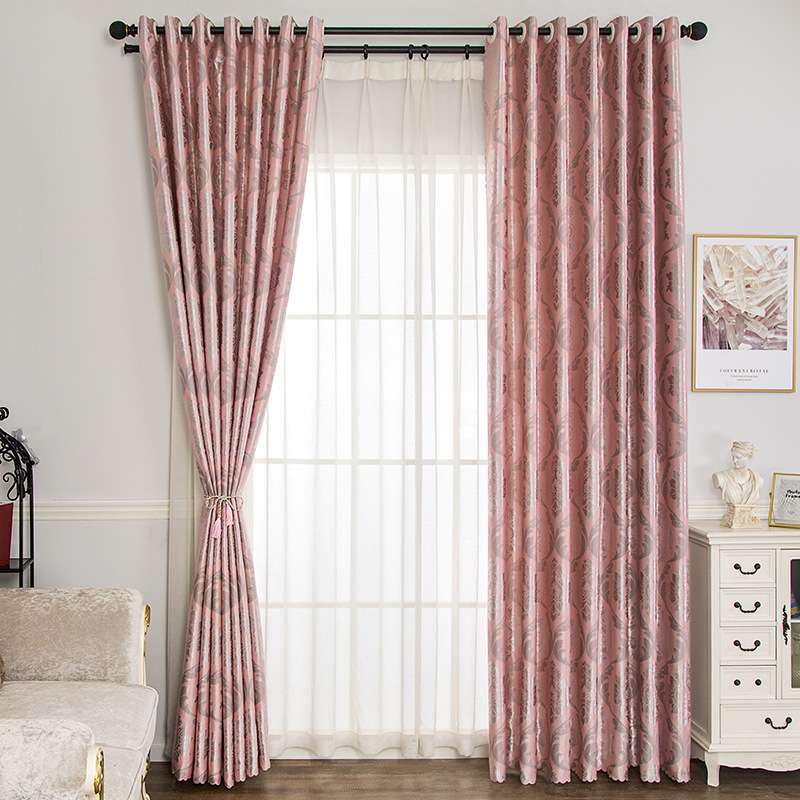 简约欧式遮光窗帘防晒遮阳加厚双面缇花布料大气客厅卧室 薇妍