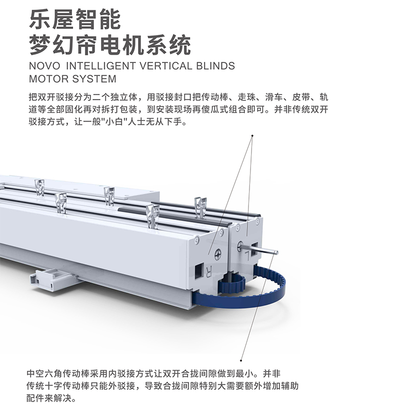 电动窗帘轨道选用乐屋NOVO离线语音电机声控遥控自带音箱不联网