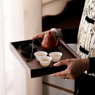 点心水果干果盘 南美胡桃木托盘茶盘家用茶具收纳盘茶杯托盘中式