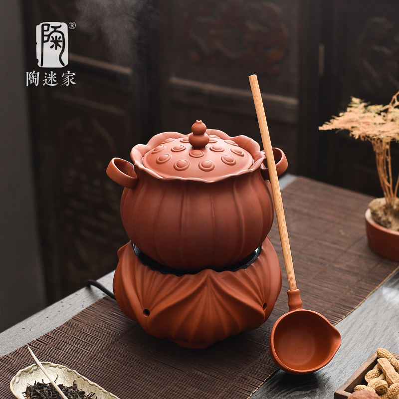 陶迷原矿红泥煮茶壶家用电陶炉大号双耳炖盅家用烧水壶可明火茶具
