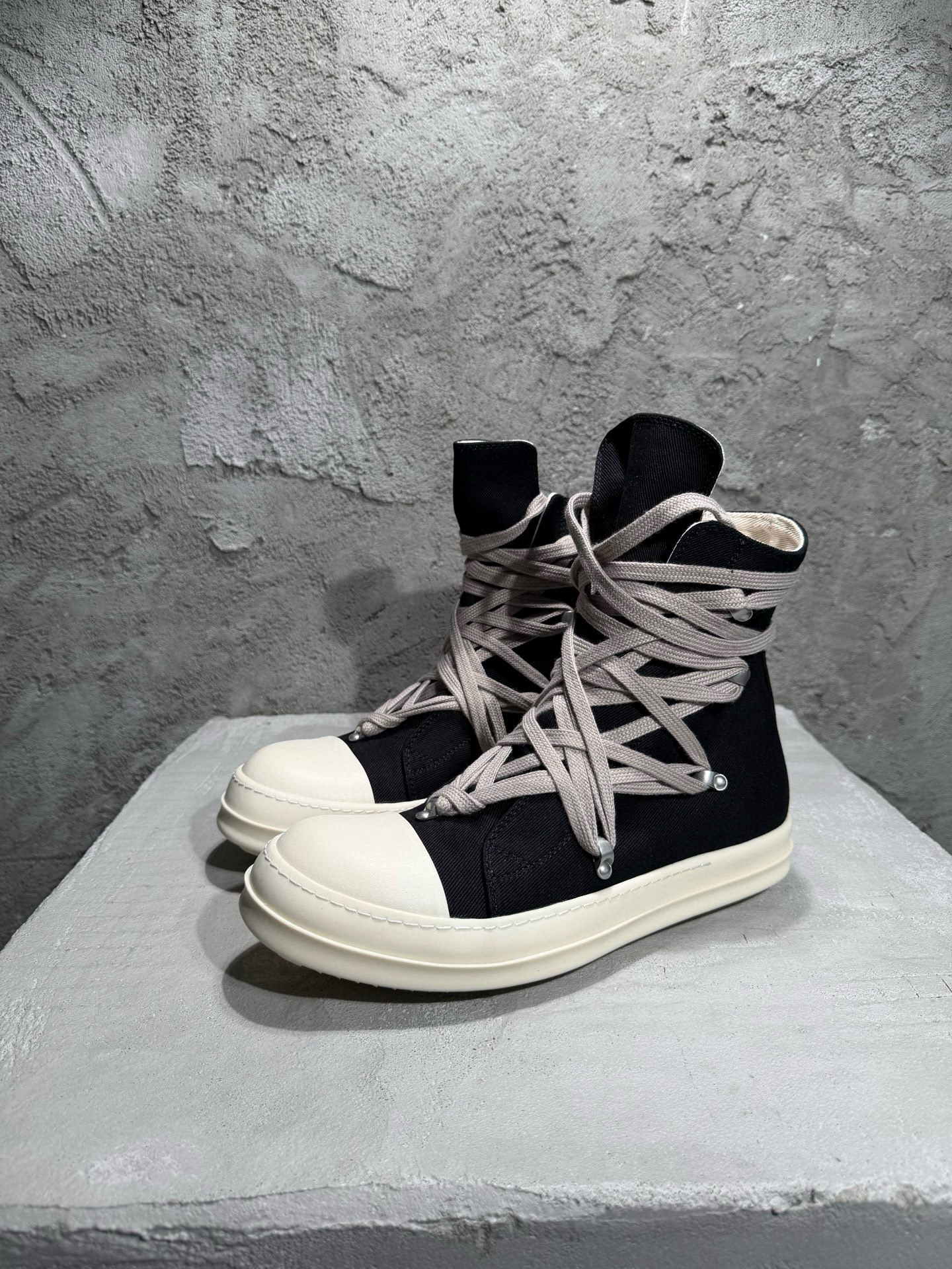 RO风暗黑复线五芒星男女情侣款增高厚底高帮靴休闲系带帆布运动鞋