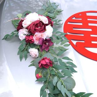结婚婚车装 实价 饰937中式 婚车主婚车头圆喜字玫瑰仿真花婚车套装