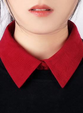 衬衫假领女秋冬新款红色r超百搭假领子衬衣领尖领内搭毛衣配