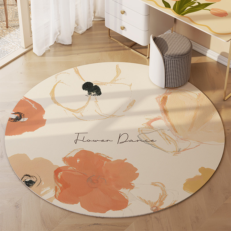 圆形客厅地垫防水可擦洗耐脏地毯卧室书房I儿童房床边毯pvc脚垫子