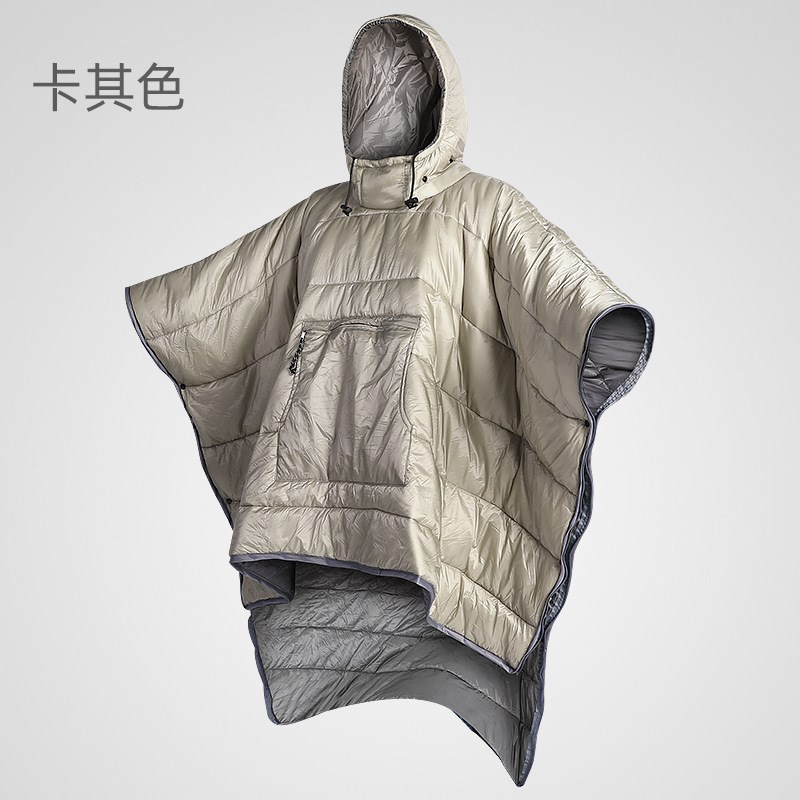 户外披风式可穿斗篷成人睡袋现货 大人形超轻羽绒棉加厚睡袋冬季