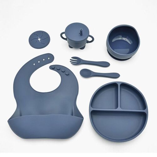 儿童硅胶辅食碗勺一体式分格餐盘吸管碗宝宝防水围兜训练叉勺套装