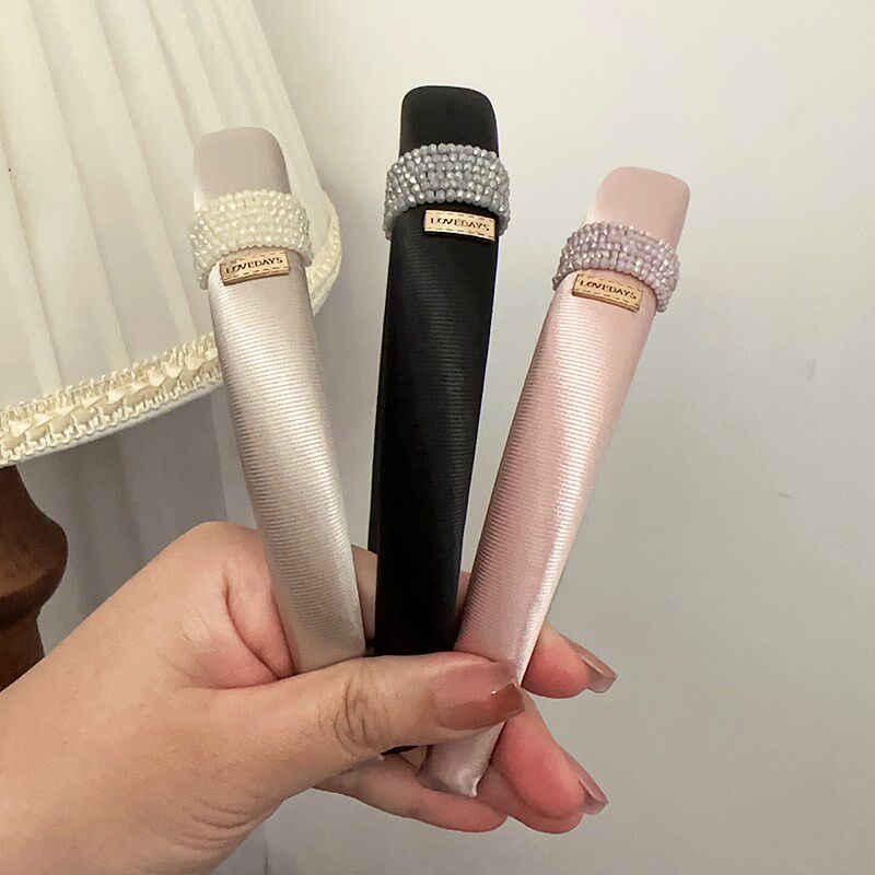韩版优雅气质海绵增高发箍手工串珠水晶头箍百搭显脸小发卡发饰女