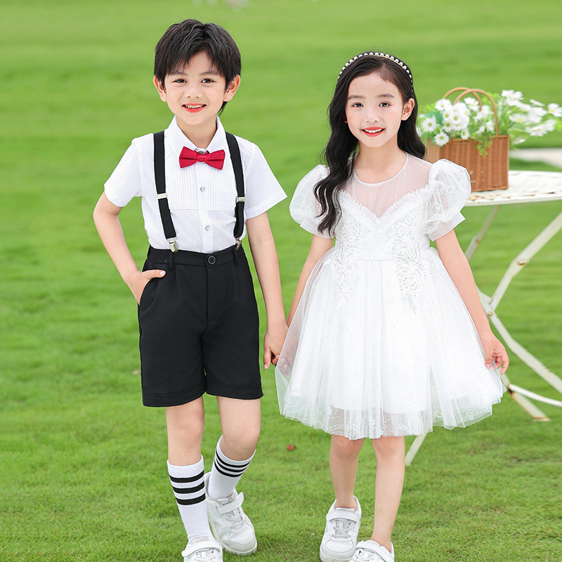 六一儿童演出服女童舞蹈蓬蓬裙男童背带裤幼儿园毕业礼服表演服装