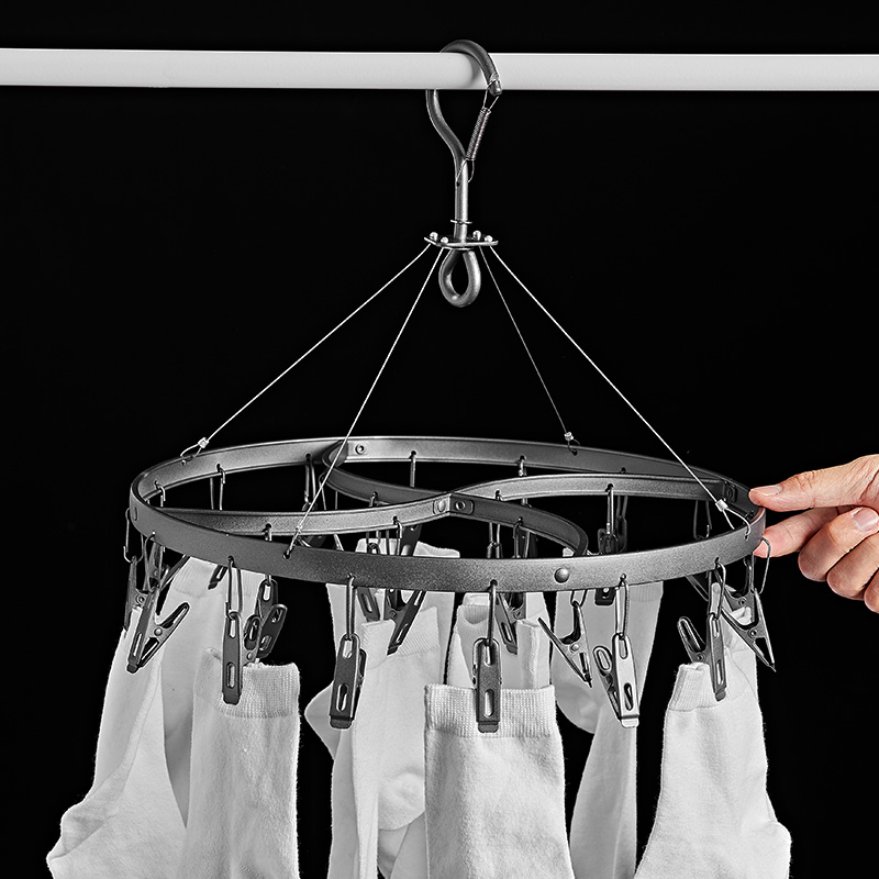 阳台晒袜子神器晾内裤的架子圆盘夹内衣不锈钢衣架多功能晾晒架