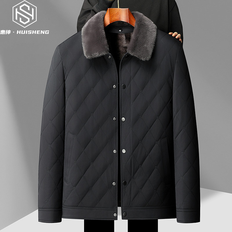 爸爸秋装外套冬季加绒加厚夹克50岁60中老年男士棉衣老年人爷爷装