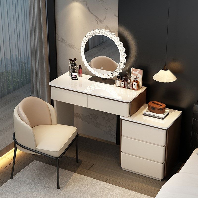 2025新款实木梳妆台卧室现代简约化妆桌小户型意式极简轻奢化妆台