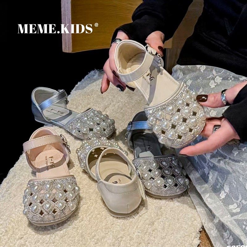 甜美系爱心珍珠女童公主鞋2024夏季新款时尚韩版女孩软底儿童凉鞋