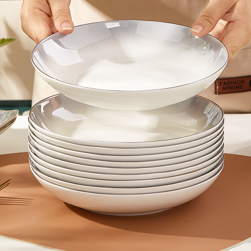 骨瓷盘子菜盘家用餐具2024新款高级感饭盘微波炉专用陶瓷碗碟套装
