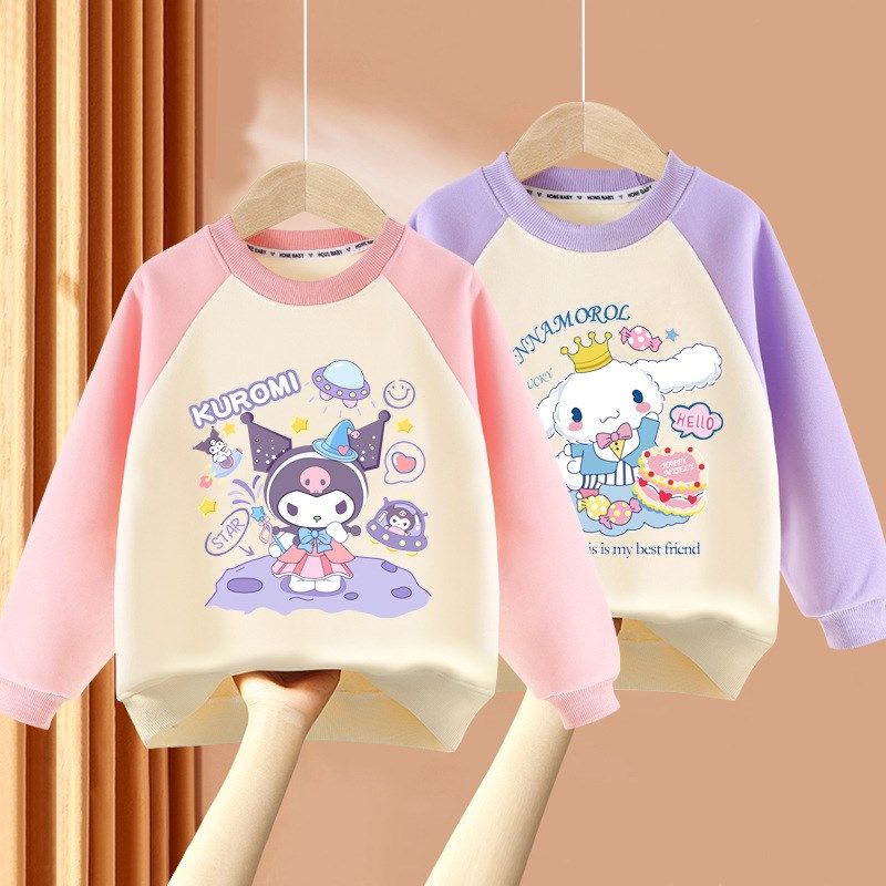 女童春秋卡通2套头卫衣中小儿童3小女孩薄款4打底衫长袖T恤上衣潮