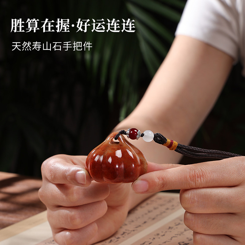寿山石胜算在握大蒜手把件客厅家居桌面装饰品送男女朋友生日礼物