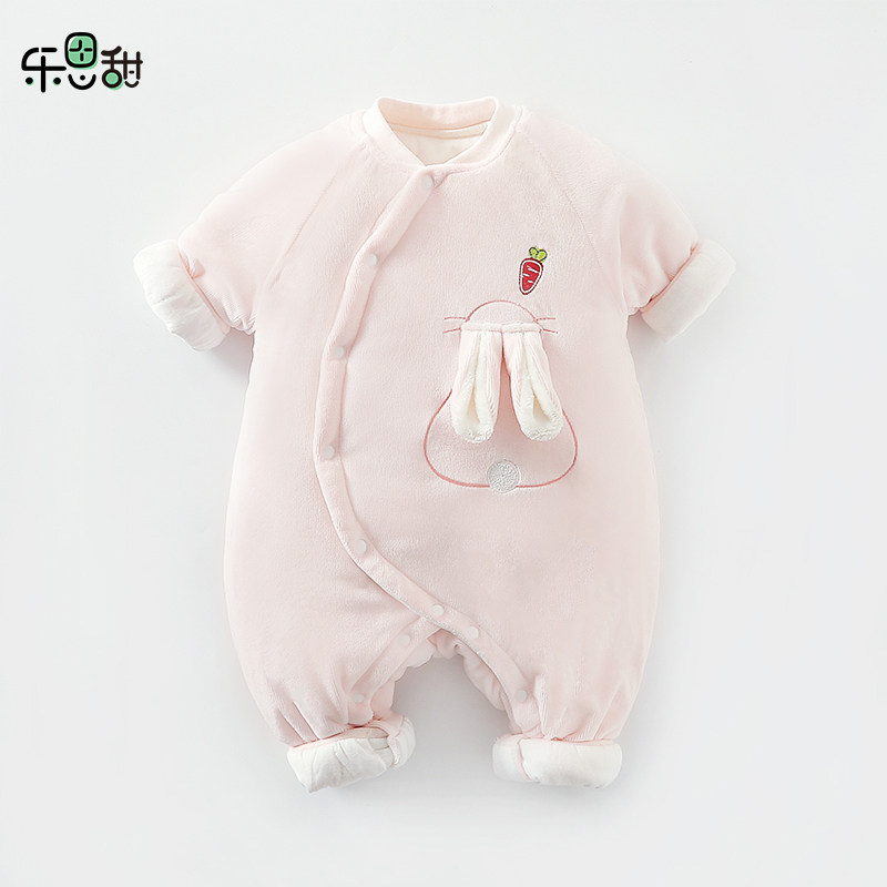 婴儿连体衣春秋冬外出棉服套装新生衣服男女宝宝加厚保暖哈衣冬装