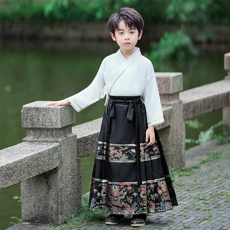 男童马面裙2023新款儿童汉服秋款男生中国风女童唐装男孩古风秋季