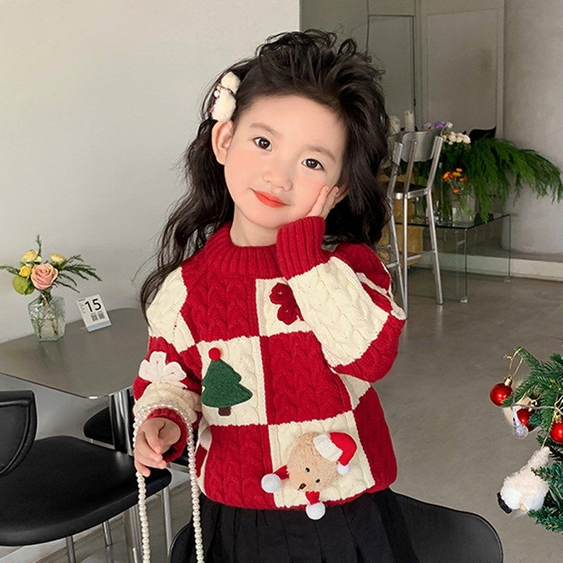 女童毛衣2023新款时尚洋气加厚秋冬款百搭女宝宝时髦冬装韩版网红